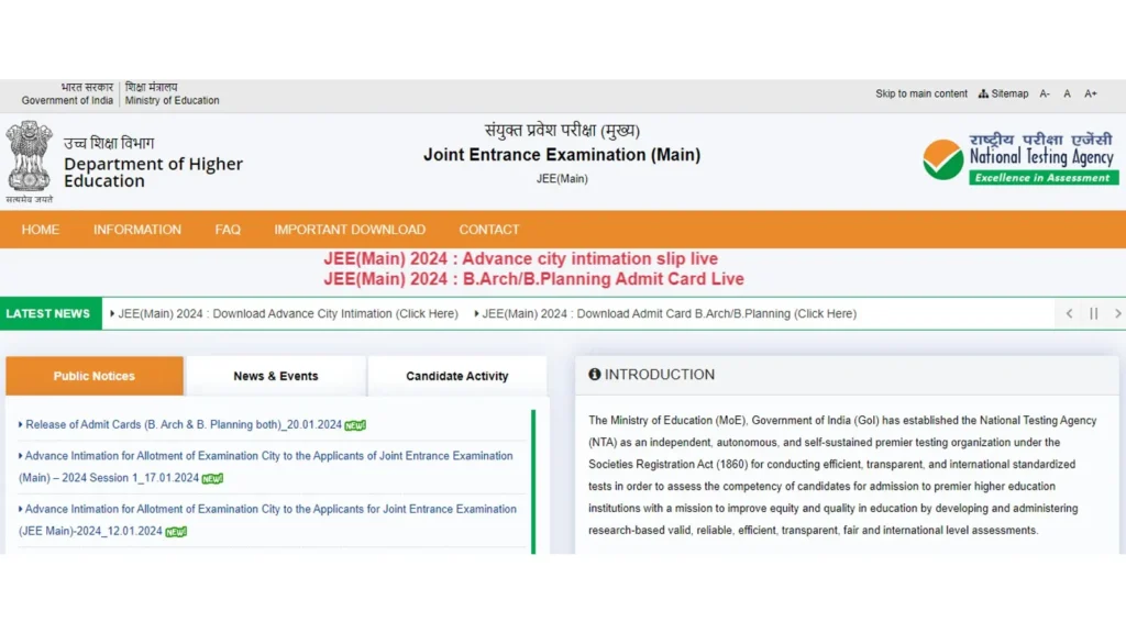 JEE Main 2024 Admit Card